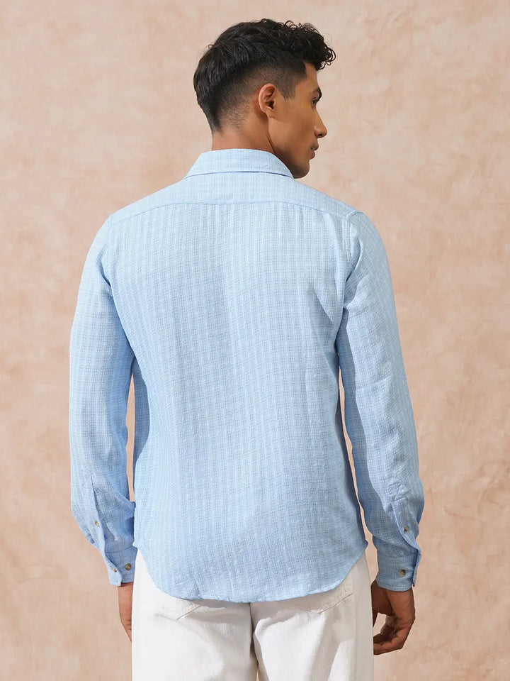 Textured Light Weight Shirt | Light Blue
