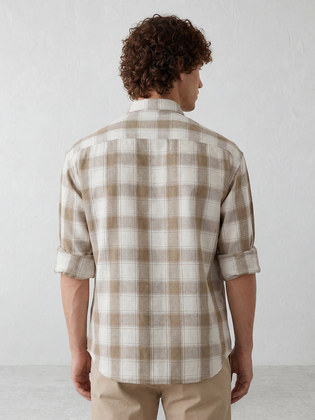 Classic Double Pocket Checkered Shirt | Beige