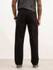 Solid Anti Fit Double Pleated Trouser | Black