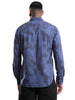 Abstract Navy Satin Printed Shirt