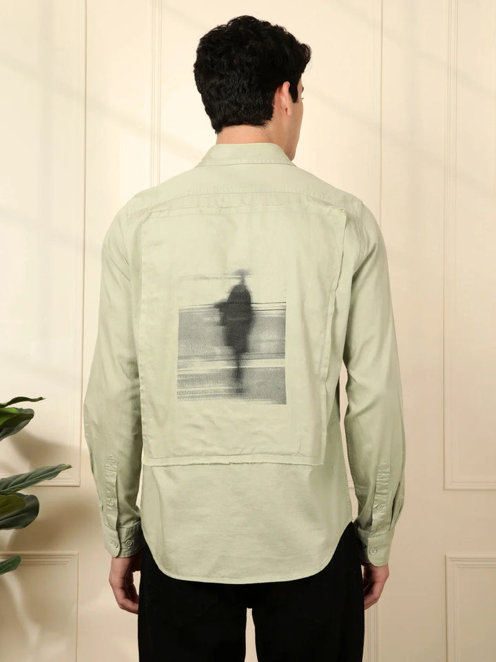 Blur Printed Cotton Shirt in Green