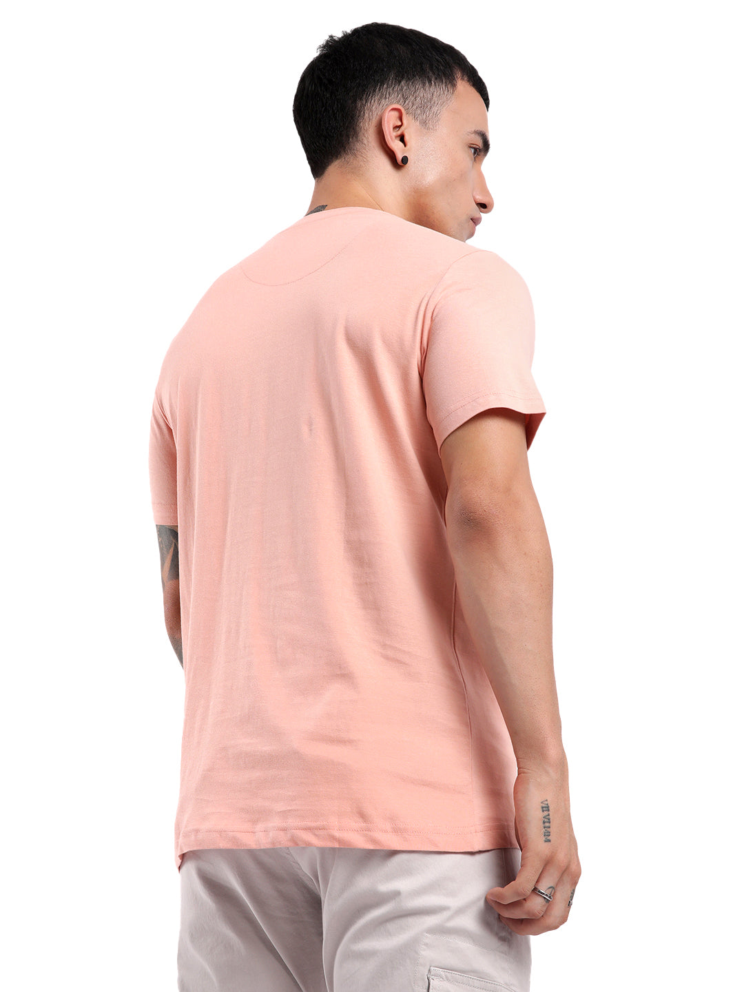 Coral Pink Printed T-Shirt