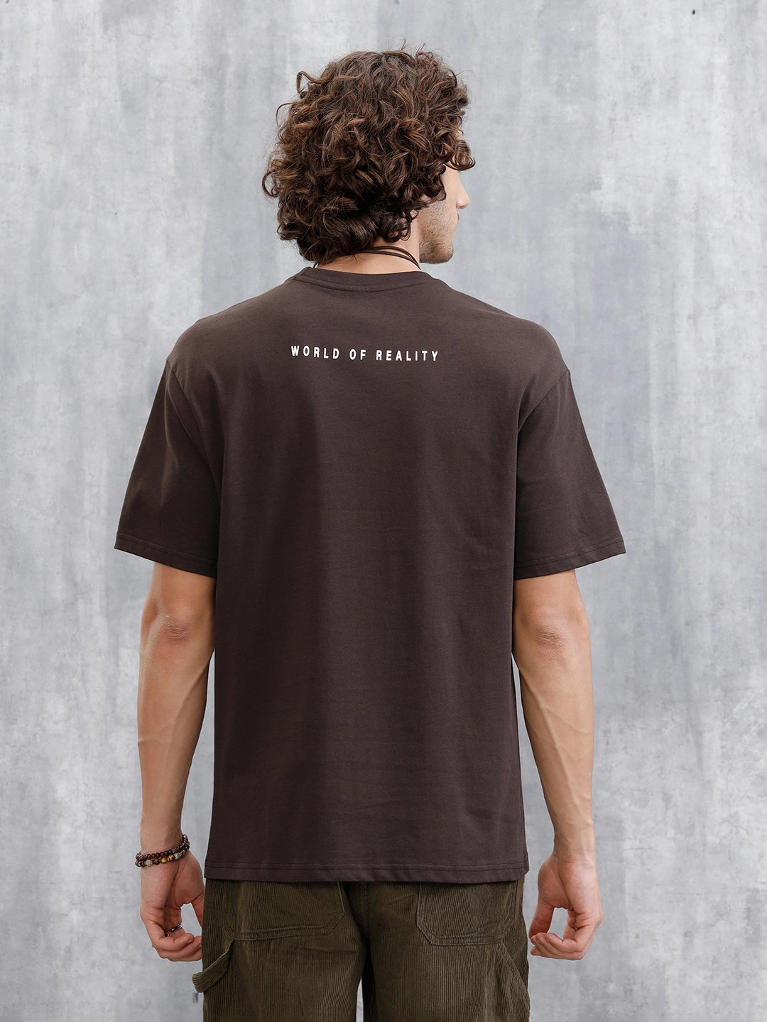 Placement Printed Oversized T-Shirt | Brown