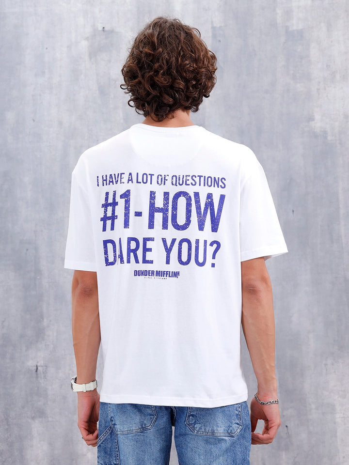 Casual Men Oversized Fit Tee With Graphic | White