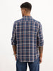 Slim Fit Checkered Full Sleeve Shirt | Navy Blue