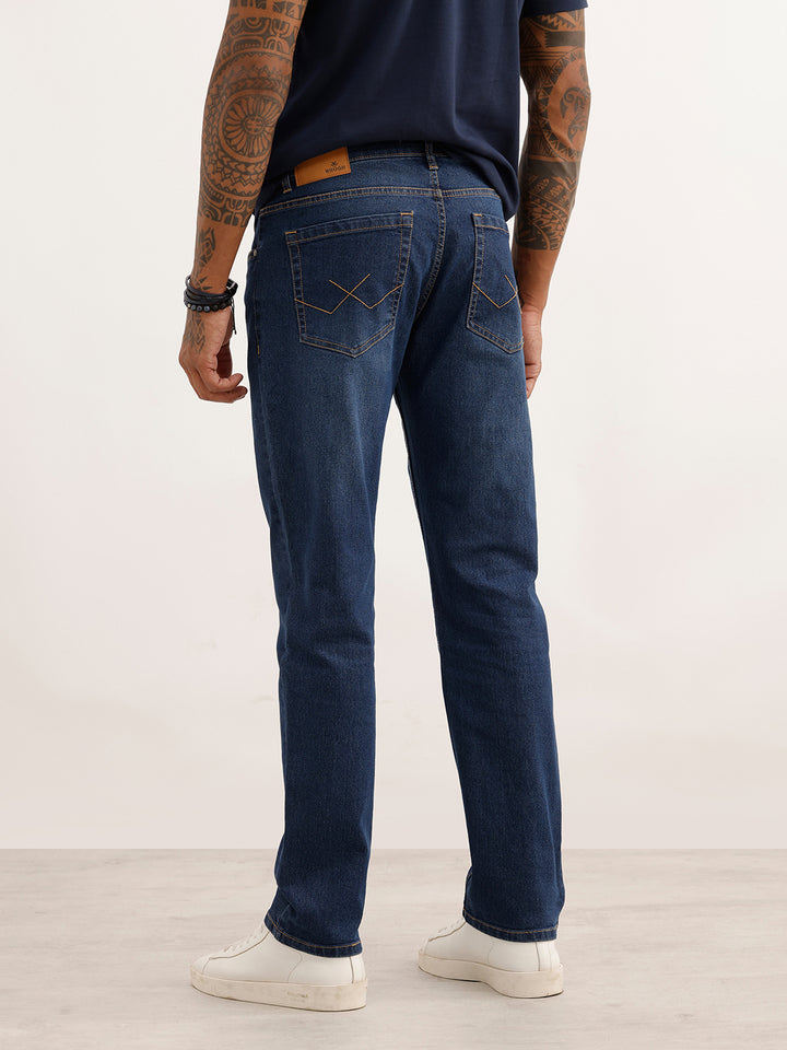 Straight Fit Solid Denim Jeans | Blue
