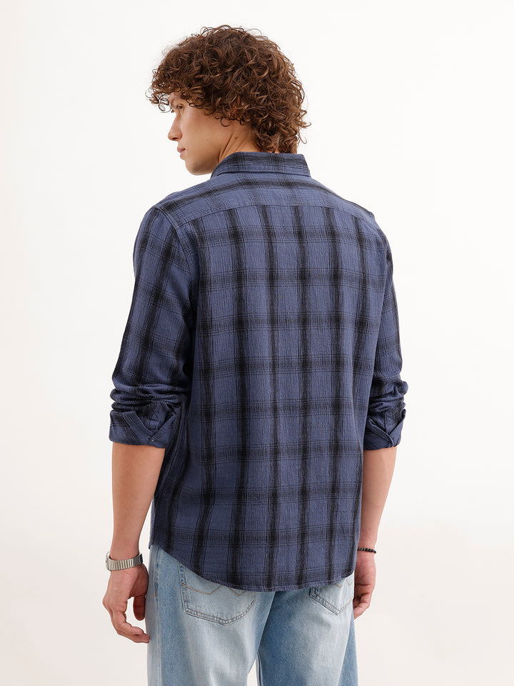 Slim Fit Textured Shirt  | Blue