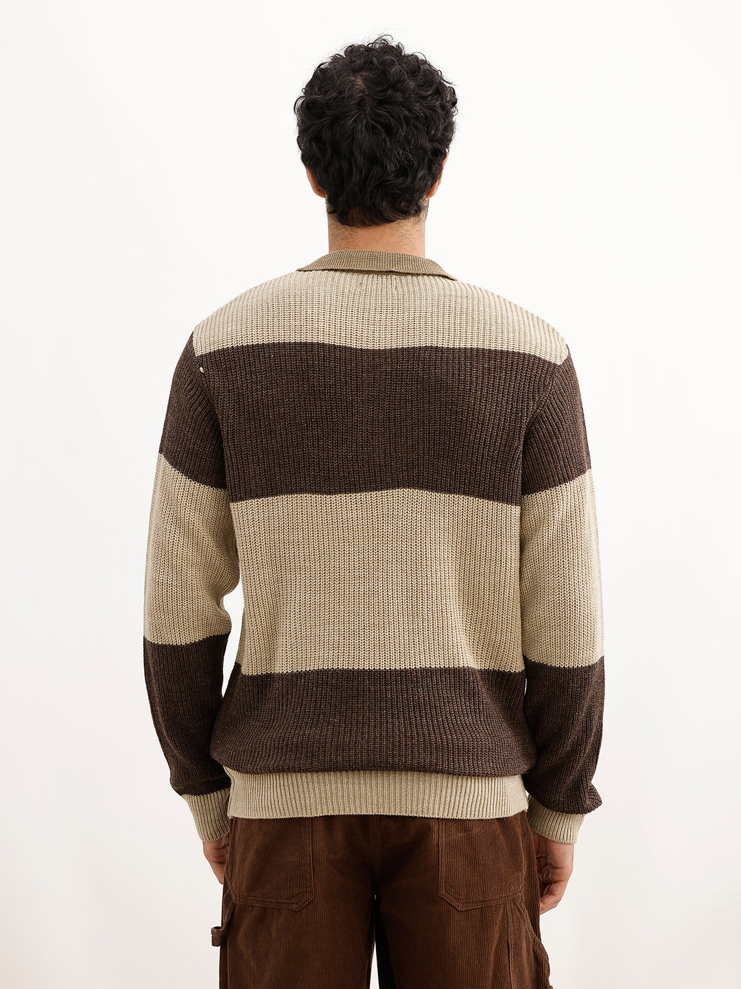 Classic Striped Knitted Sweater | Beige