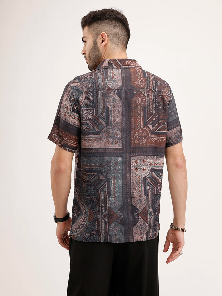 Slim Fit Resort Collar Shirt | Black