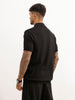 Solid Textured Quater Zipper Polo T-Shirt | Black