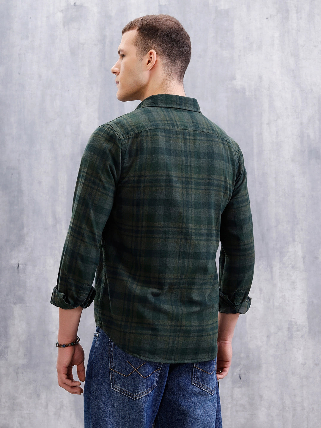 Checkered Full Sleeve Regular Fit Shirt | Green