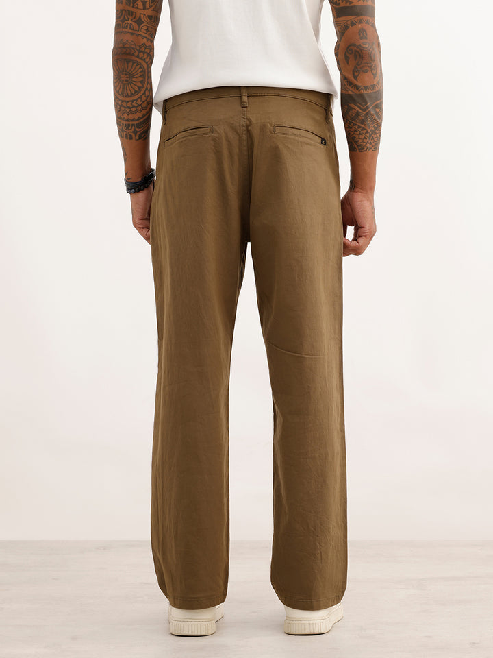 Solid Loose Fit Trouser | Olive
