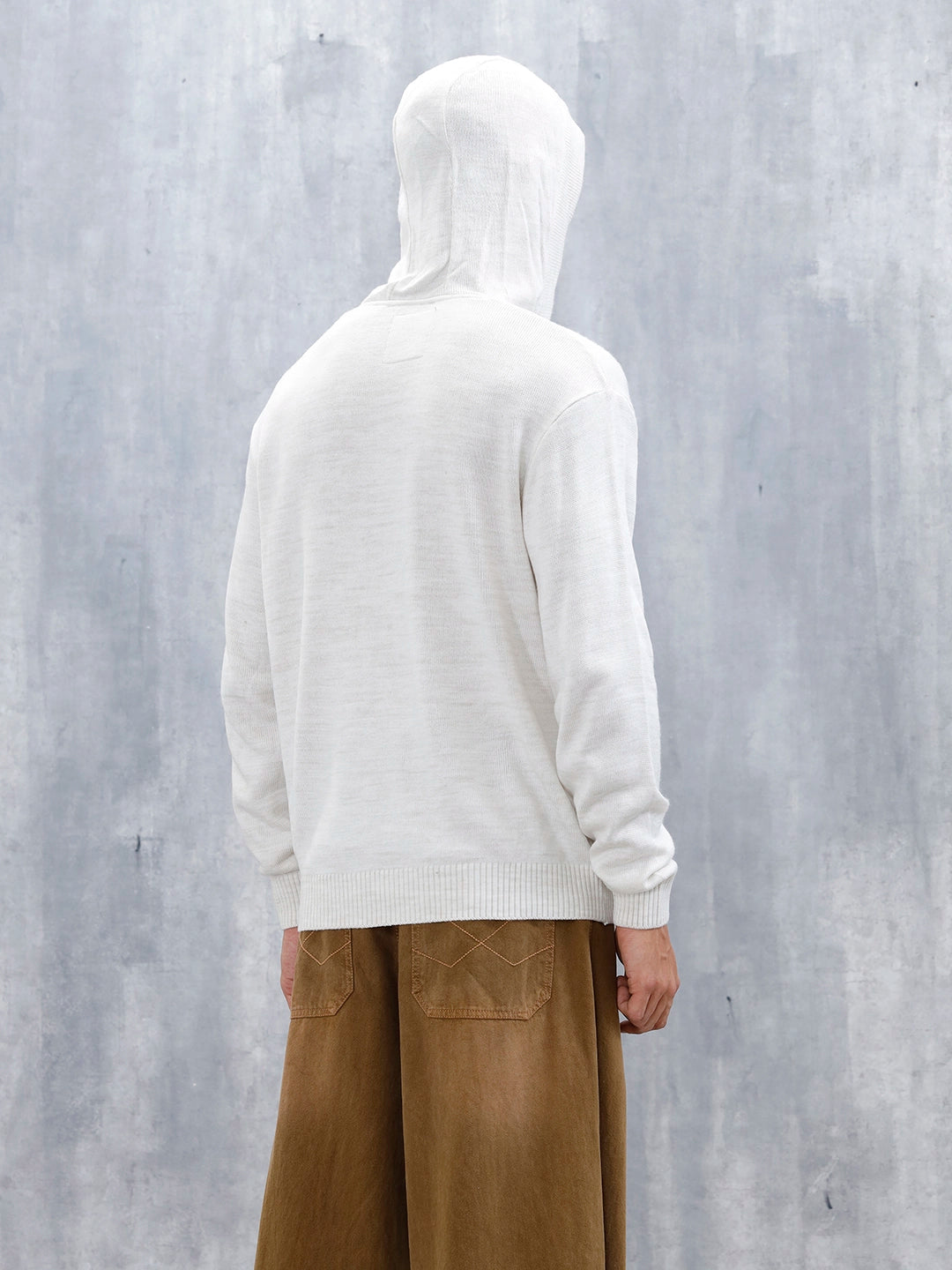 Men's Solid Casual Hoodie Pullover | White