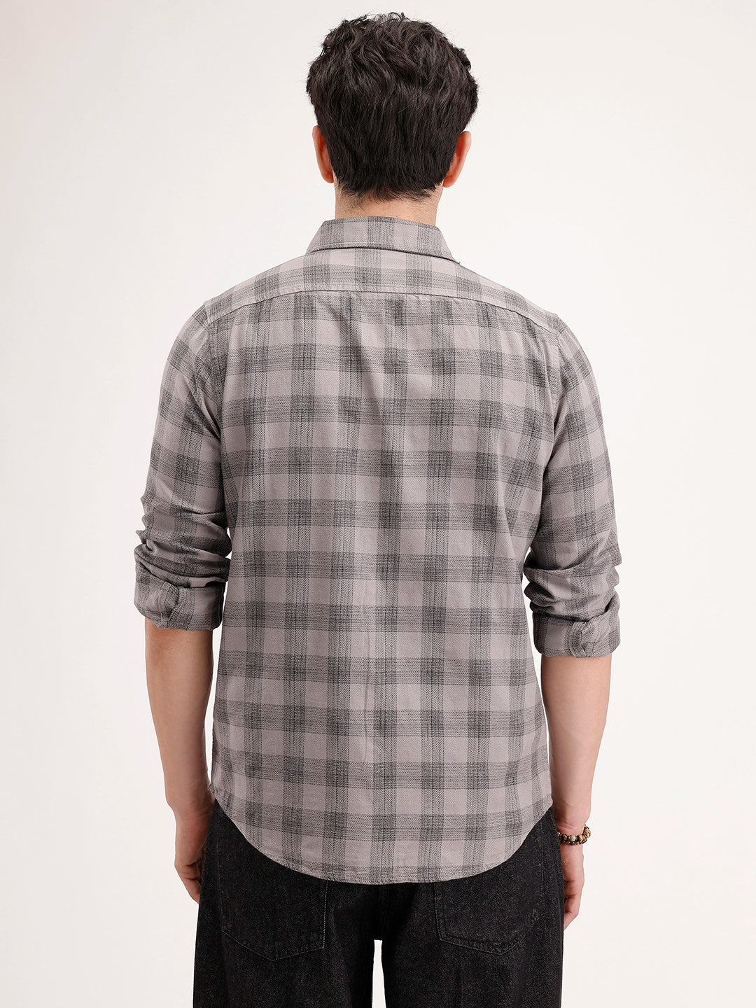 Slim Fit Checkered Shirt | Grey