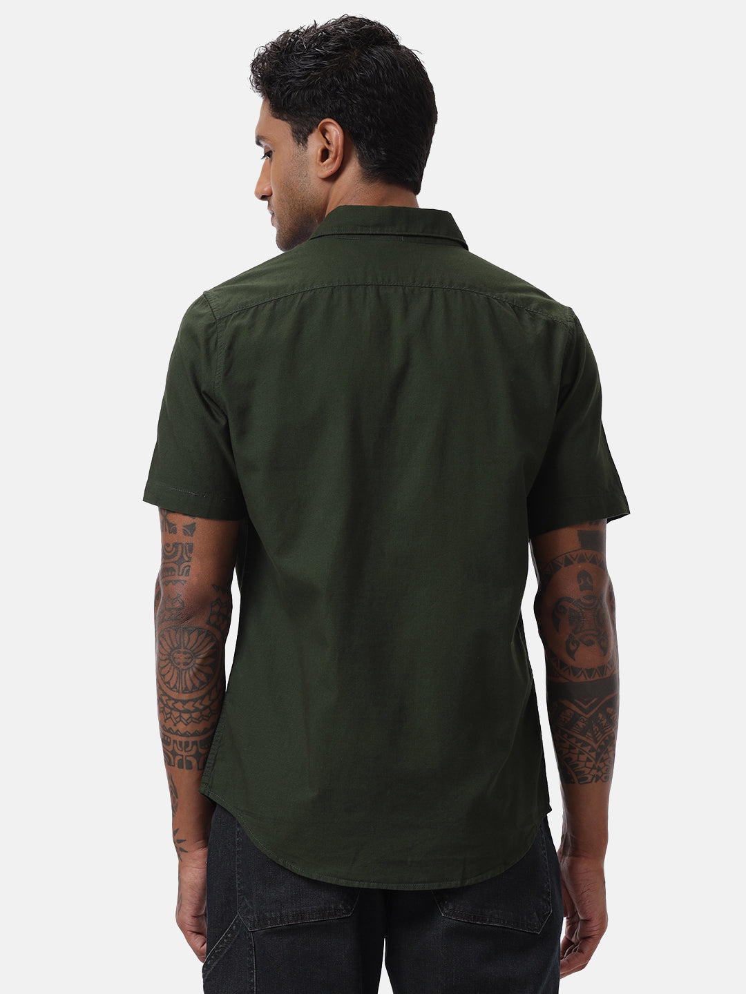 Dark Olive Half Sleeve Shirt