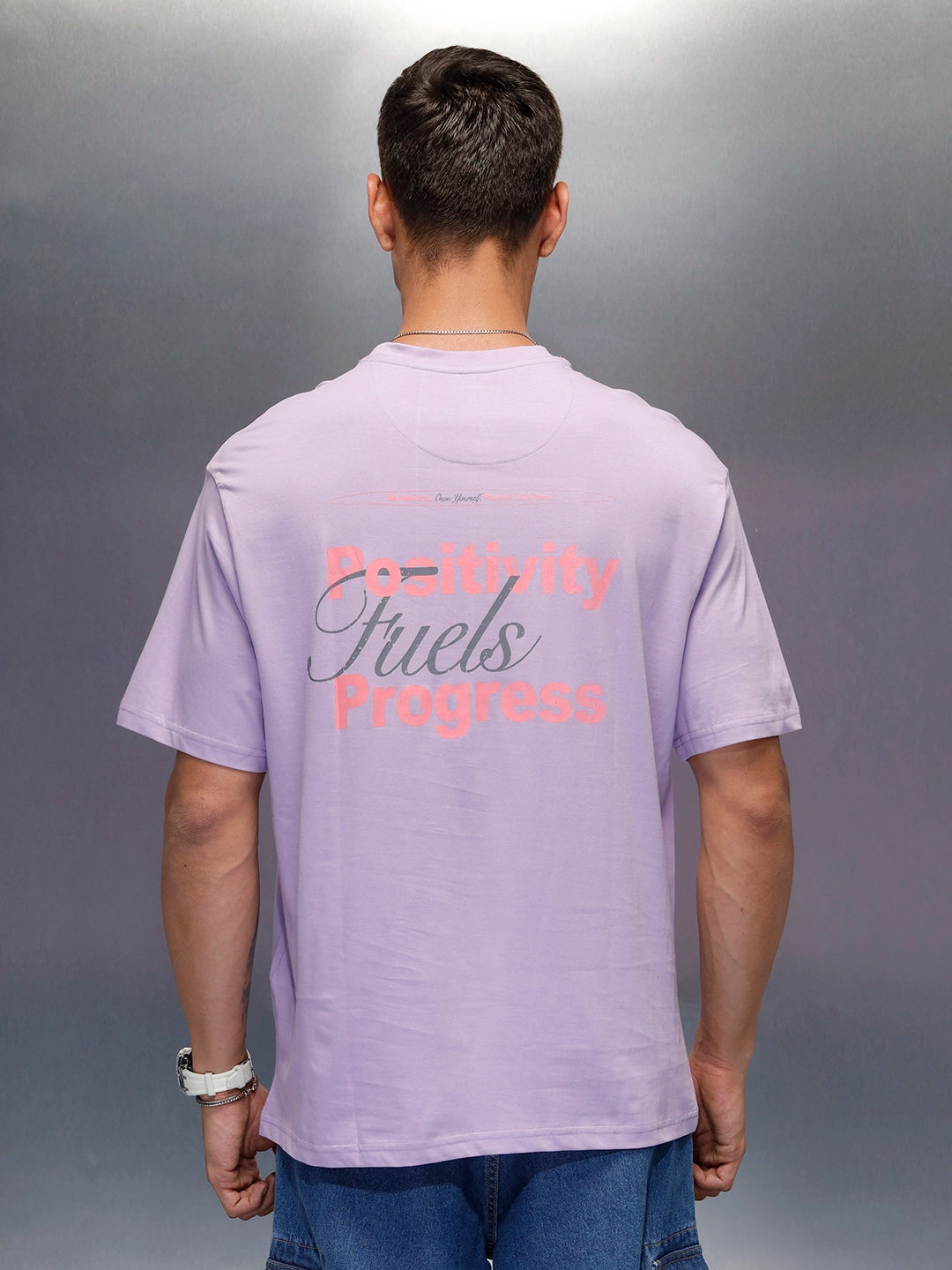 Men's oversized tshirt with graphic print on back  | Purple