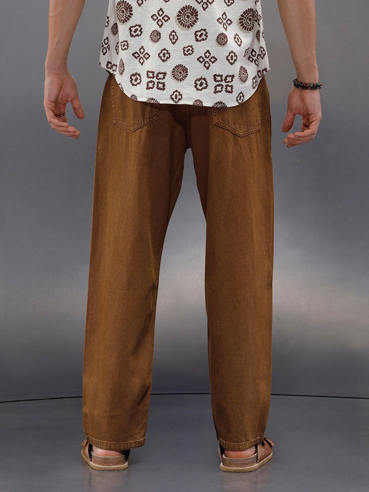 Men’s Loose Fit Washed Denim | Khaki