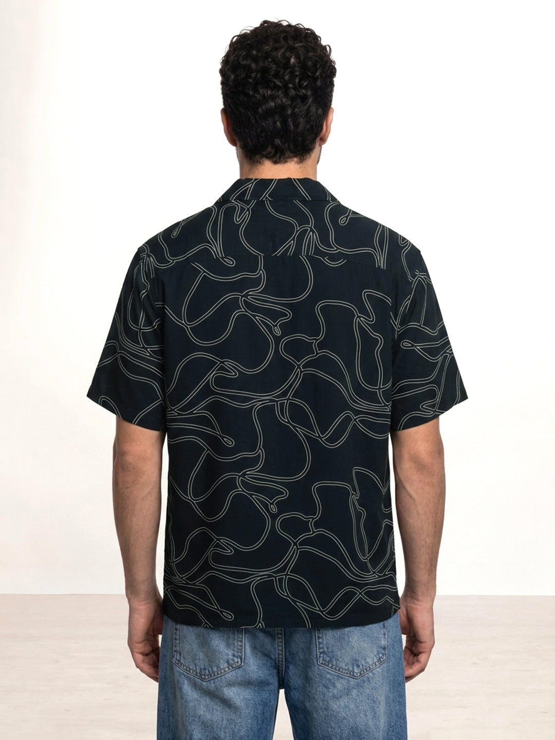 Comfort Fit AOP Half Sleeve Shirt | Navy Blue
