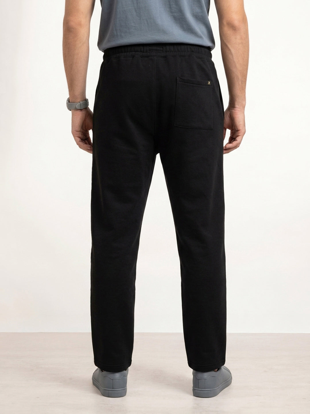 Solid Relaxed Fit Printed Jogger | Black