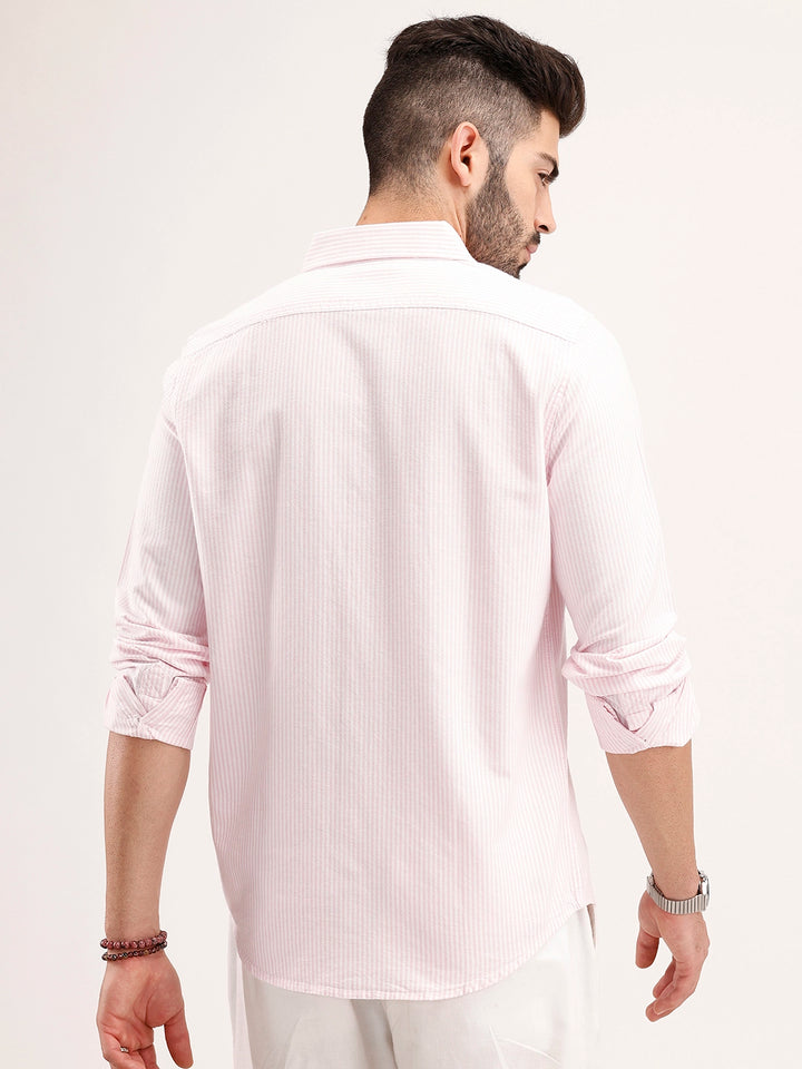 Classic Slim Fit Striped Shirt | Pink