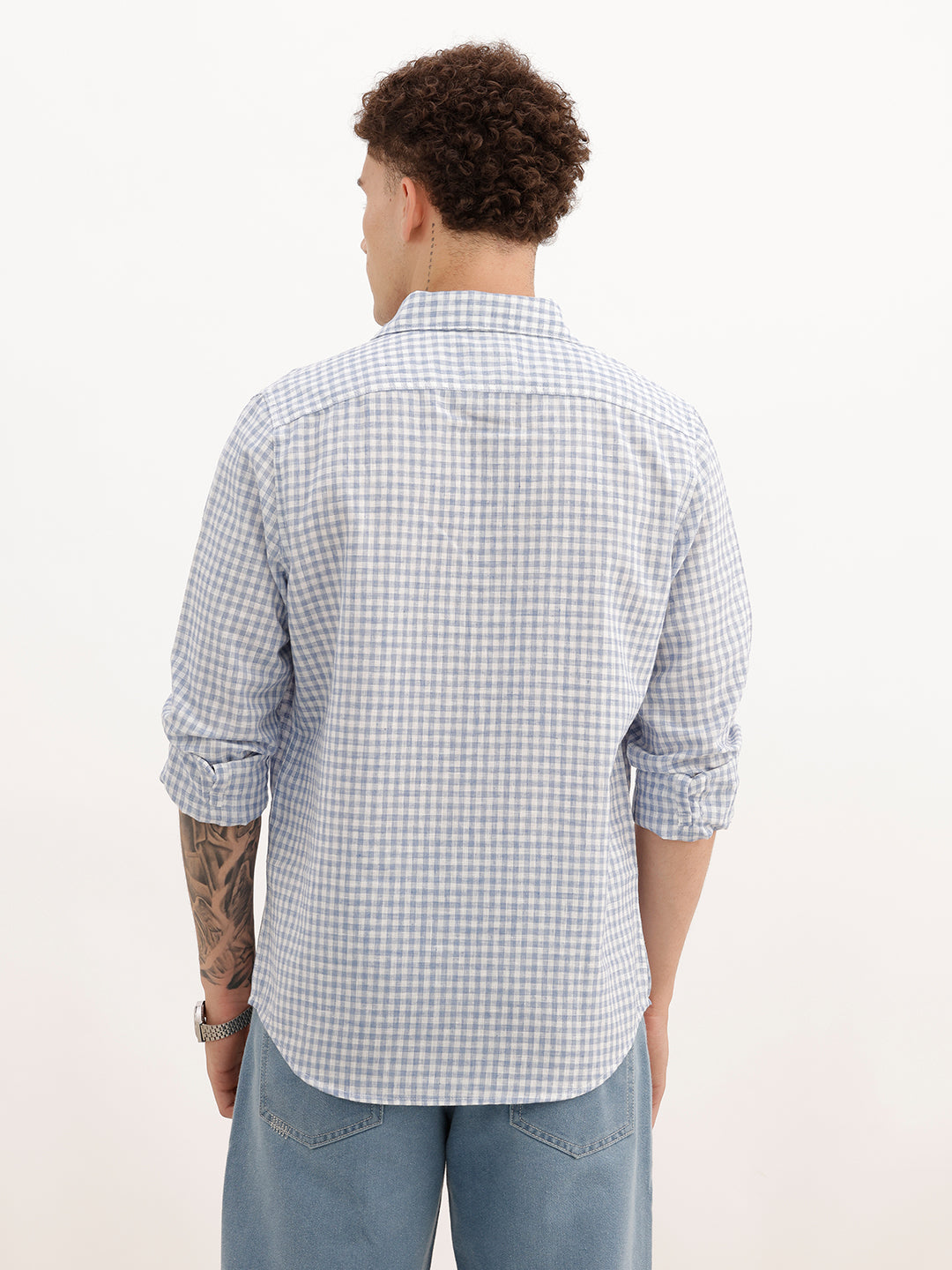 Regular Fit Full Sleeve Checkered Shirt | Light Blue | WWSH0724MAZ