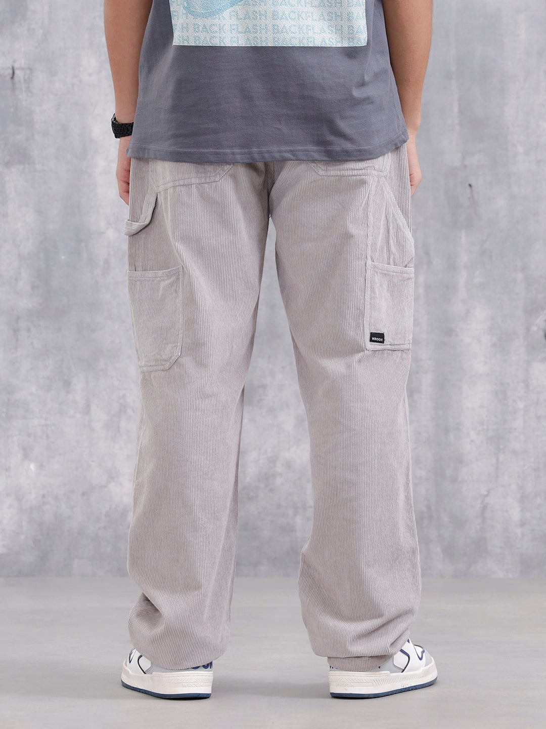 Men Loose Fit Corduroy Trousers | Grey