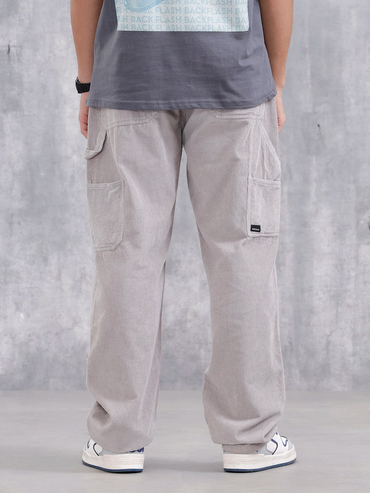 Men Loose Fit Corduroy Trousers | Grey
