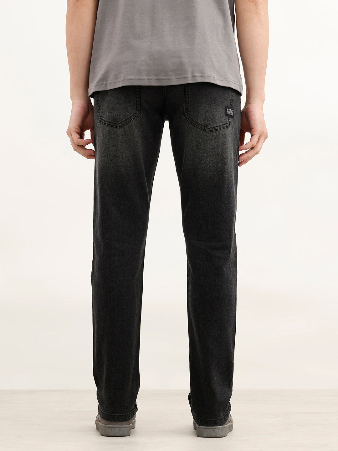 Straight Fit Faded Denim Jeans | Black