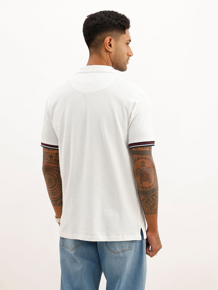 Regular Fit Contrast Sleeve Polo T-Shirt | Off White