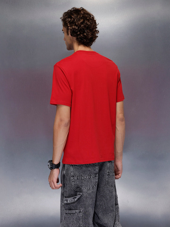 Men’s slim fit placement print t-shirt | Red