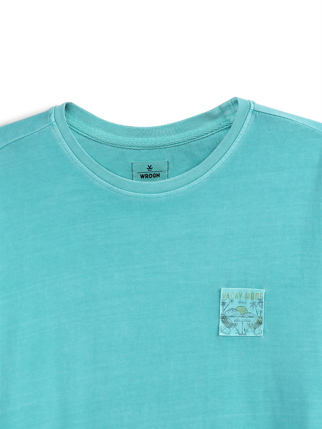 Aqua Crew Neck Patch T-Shirt