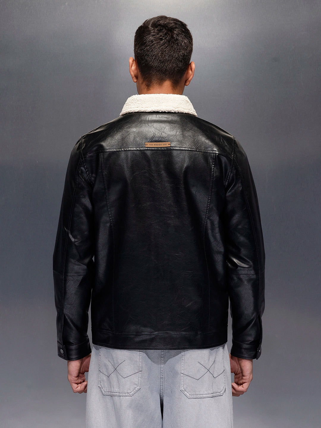 Men's casual jacket with contrast fur collar | Black