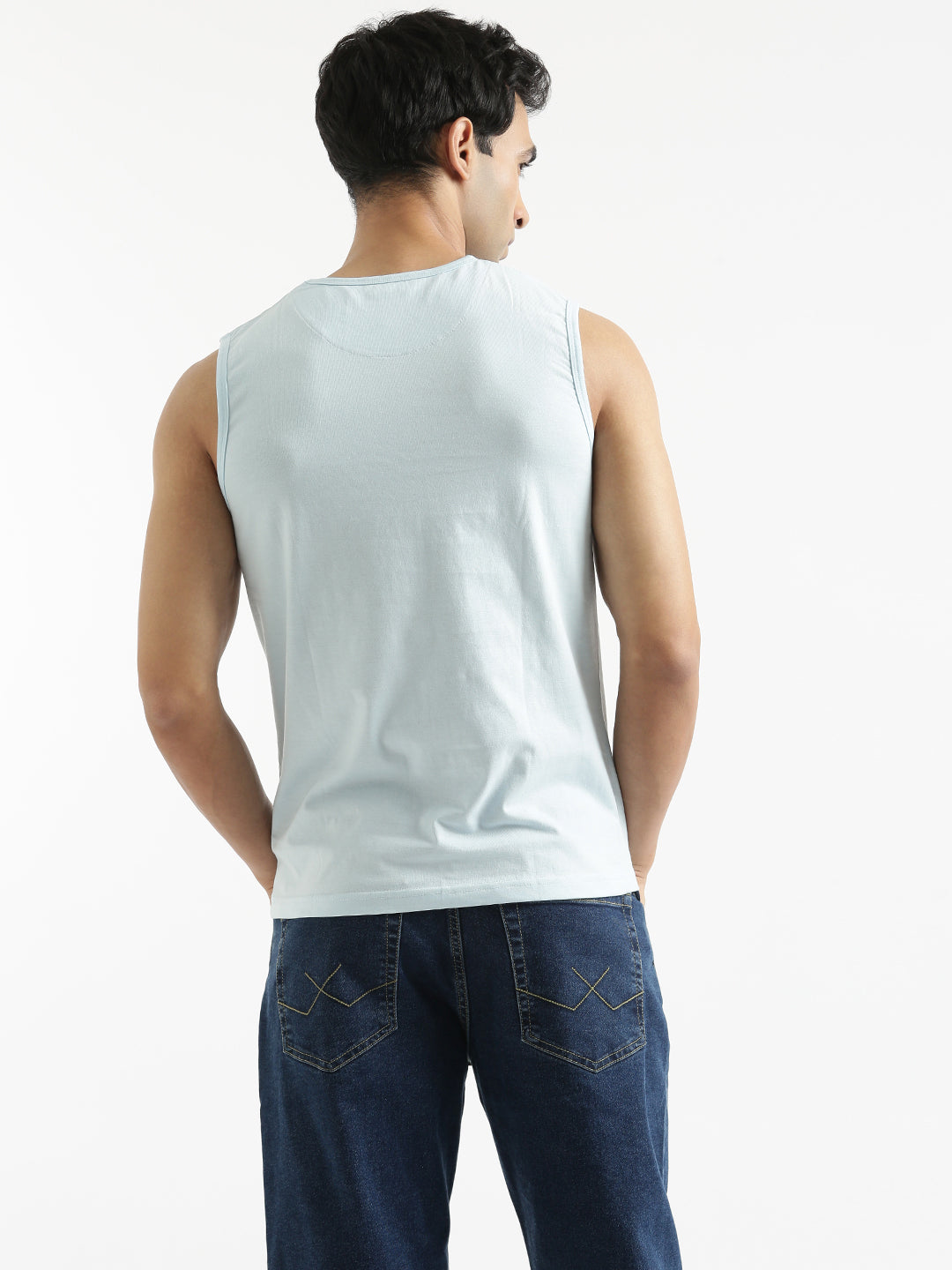 Solid Blue Sleeveless T-Shirt