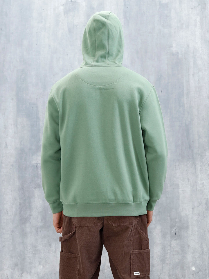 Men’S Solid Zip-Up Hoodie Sweatshirt | Green