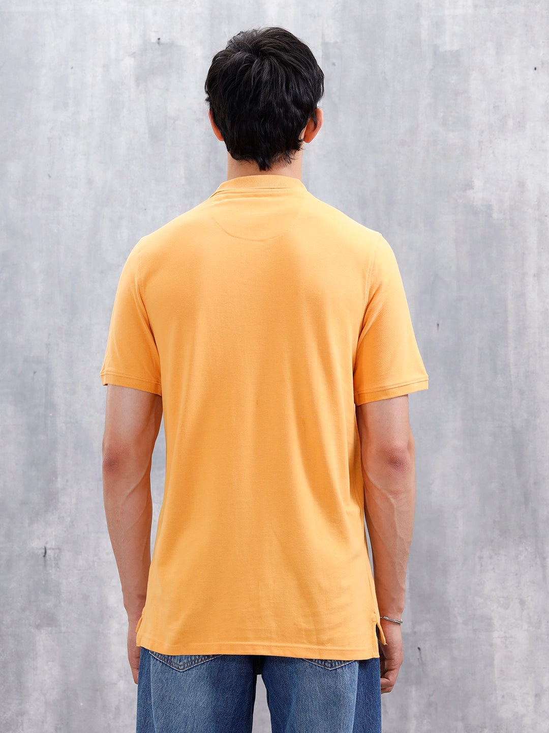 Casual Slim Fit Solid Polo T-Shirt | Orange