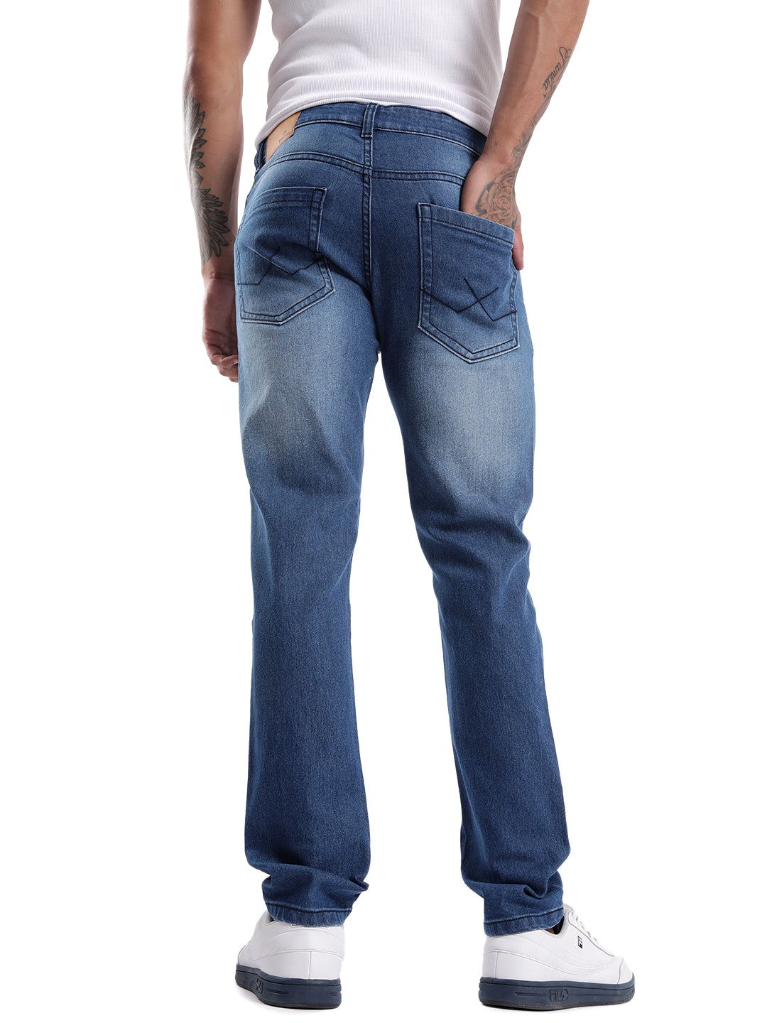 Solid Blue Twill Jeans