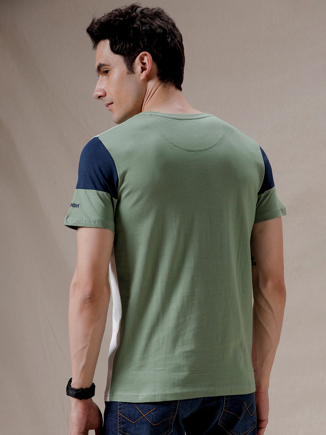 Cut And Sewn Olive T-Shirt