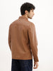 Solid Slim Fit Zipper Jacket | Brown