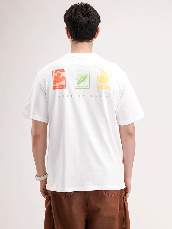 Oversized Placement Printed T-Shirt | White
