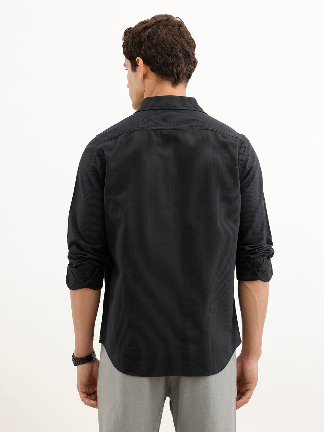 Regular Fit Striped Shirt  | Black
