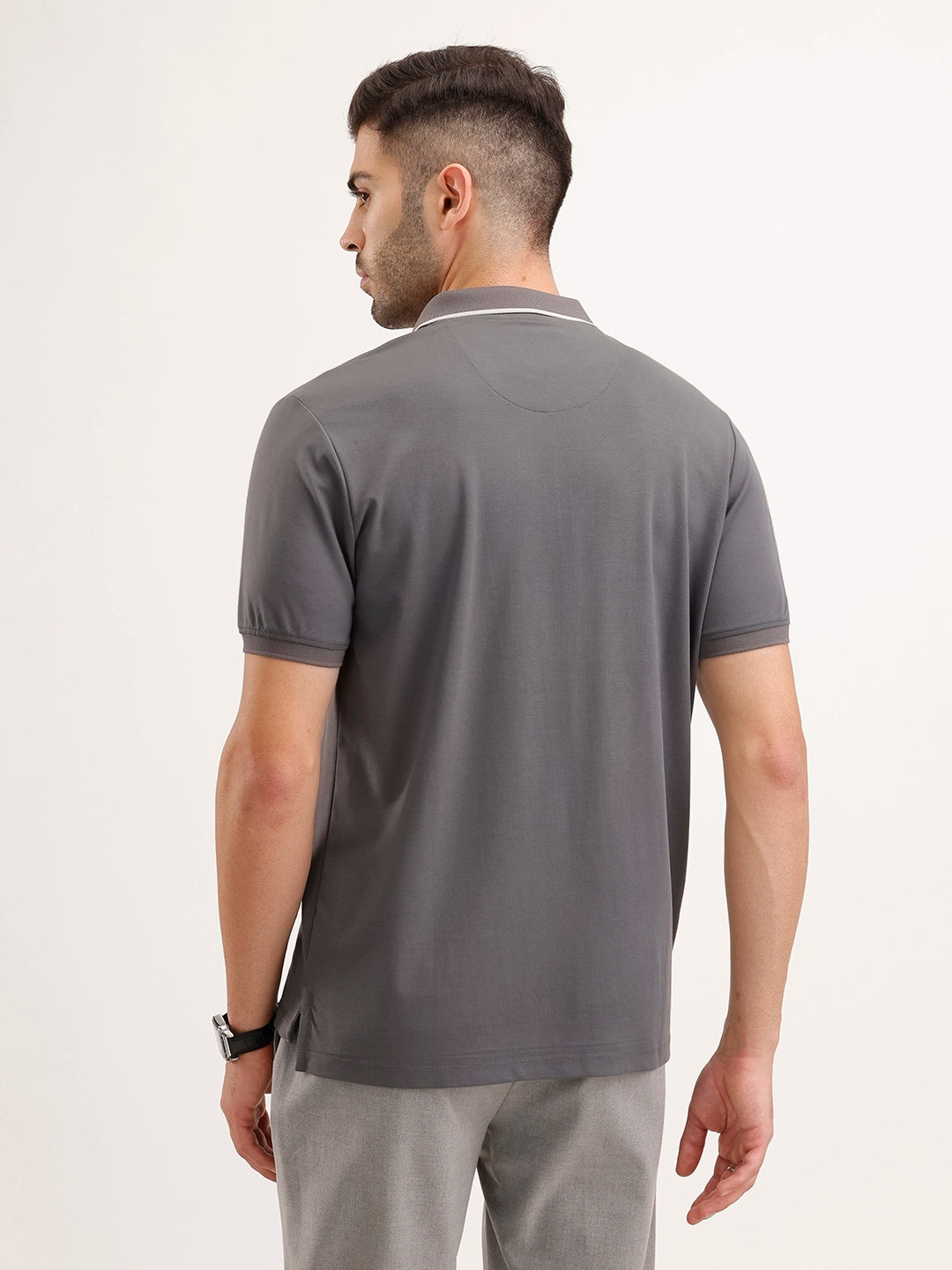Slim Fit Tipping Collar T-Shirt | Dark Grey
