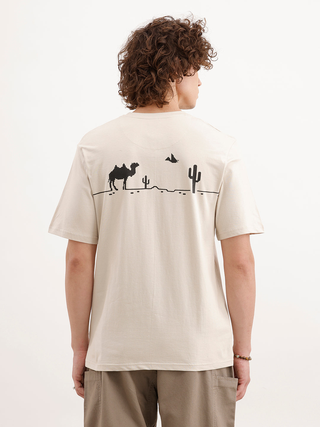 Comfort Fit Backprinted T- Shirt  | Beige