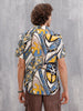 Fluid Viscose Shirt With Abstract Aop  |  Blue