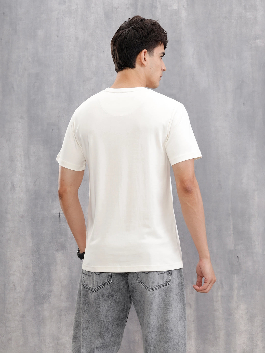 Gold Finish Interlock Tee With Embroidery On Chest | White – Wrogn