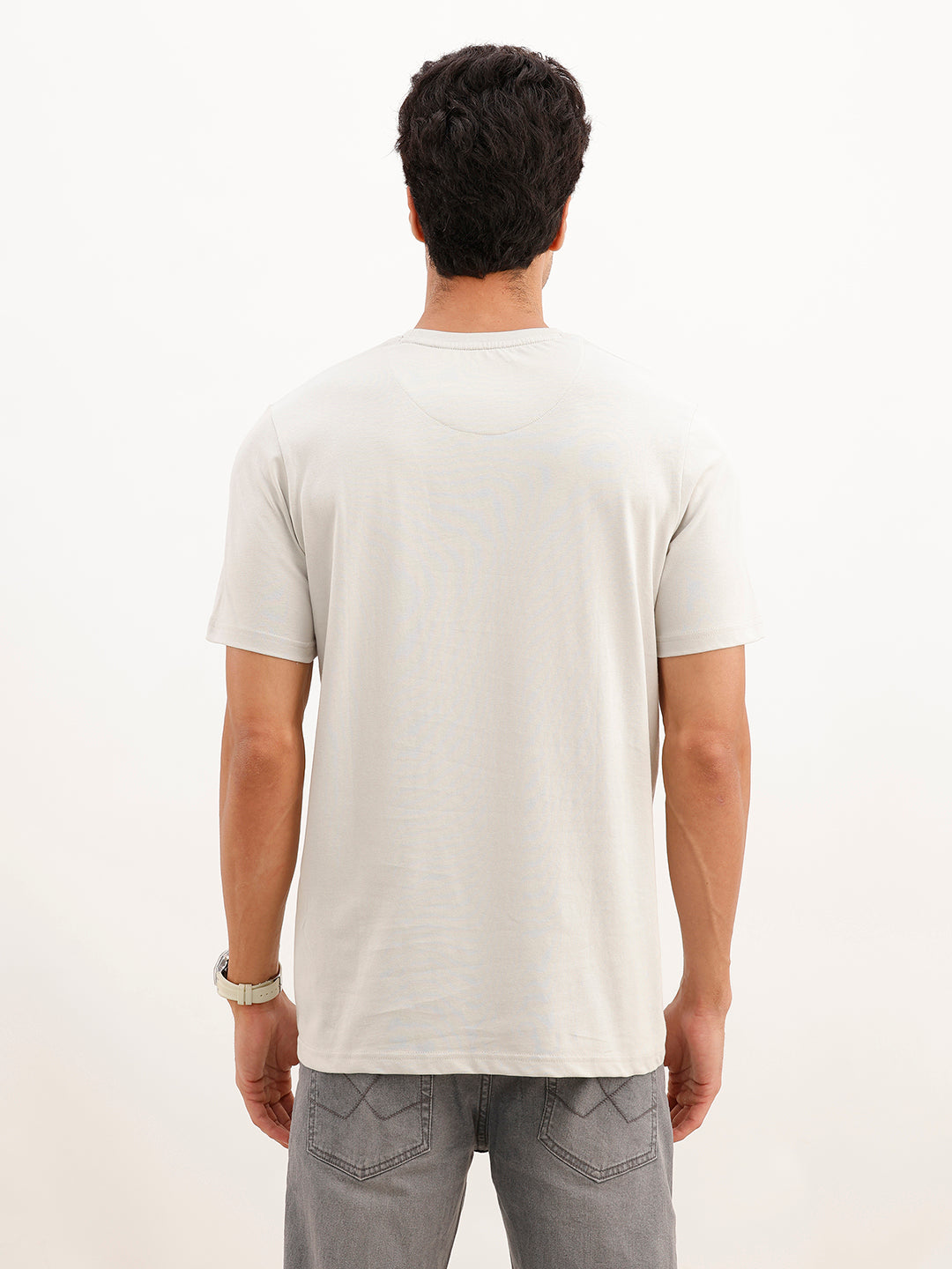 Slim Fit Placement Printed T-Shirt | Grey