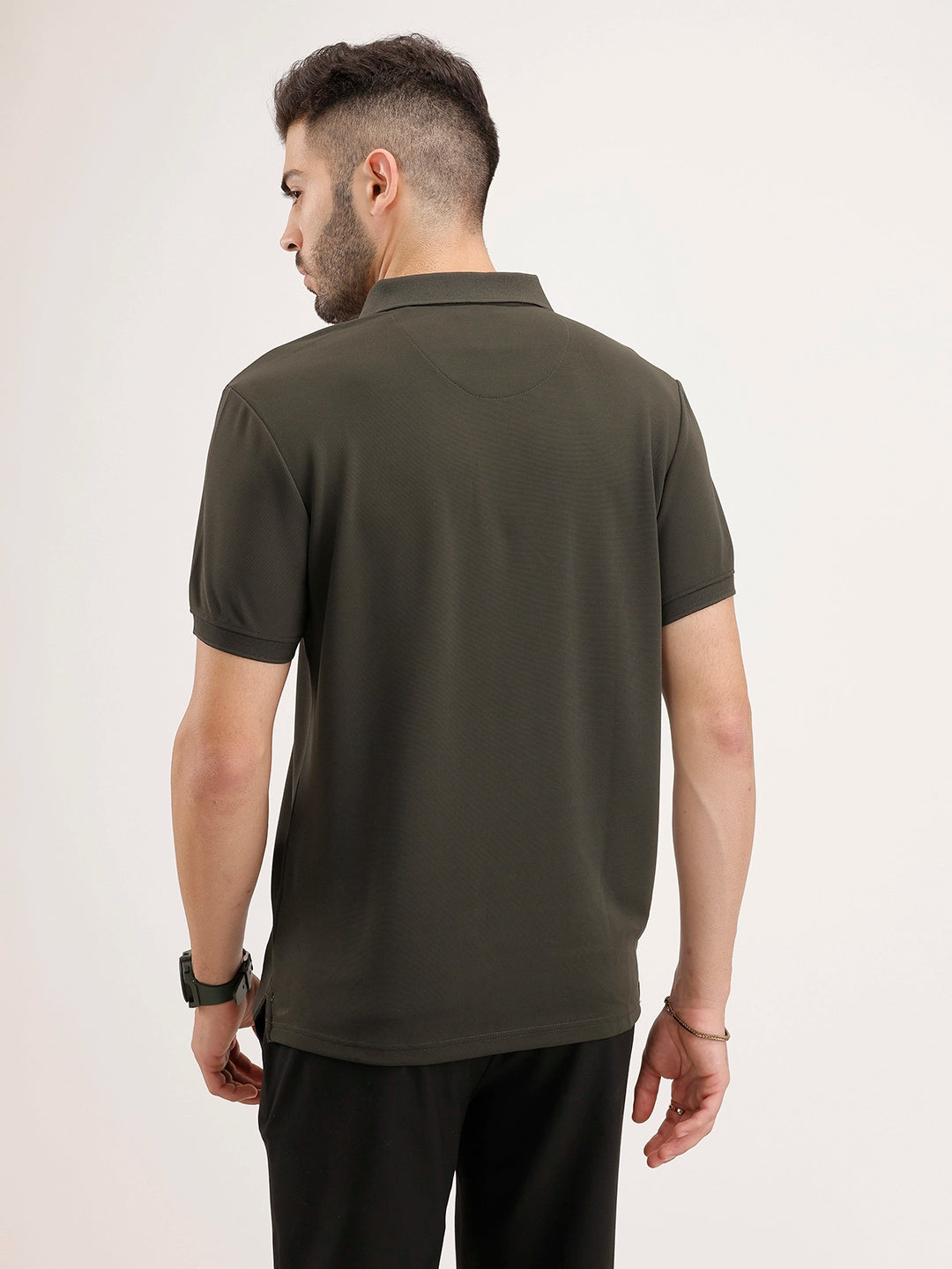 Solid Slim Fit Polo T-Shirt | Green