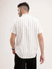 Slim Fit Half Sleeve Striped Shirt | White