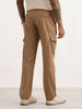 Solid Straight Fit Cargo Trousers | Khaki