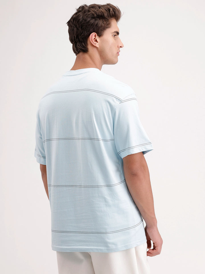 Oversized Stripes Printed T-Shirt | Light Blue