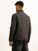 Solid Regular Fit Puffer Jacket | Black